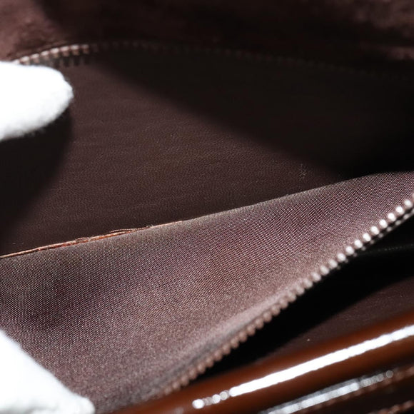 BALLY Shoulder Bag Suede Dark Brown Gold Auth BA5436