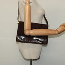 BALLY Shoulder Bag Suede Dark Brown Gold Auth BA5436-22