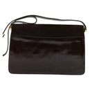 BALLY Shoulder Bag Suede Dark Brown Gold Auth BA5436-3