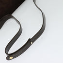 BALLY Shoulder Bag Suede Dark Brown Gold Auth BA5436-7