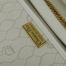 Christian Dior Honeycomb Canvas Chain Shoulder Bag PVC White Gold Auth BA5438-16