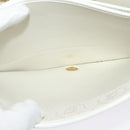 Christian Dior Honeycomb Canvas Chain Shoulder Bag PVC White Gold Auth BA5438-17