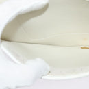 Christian Dior Honeycomb Canvas Chain Shoulder Bag PVC White Gold Auth BA5438-19