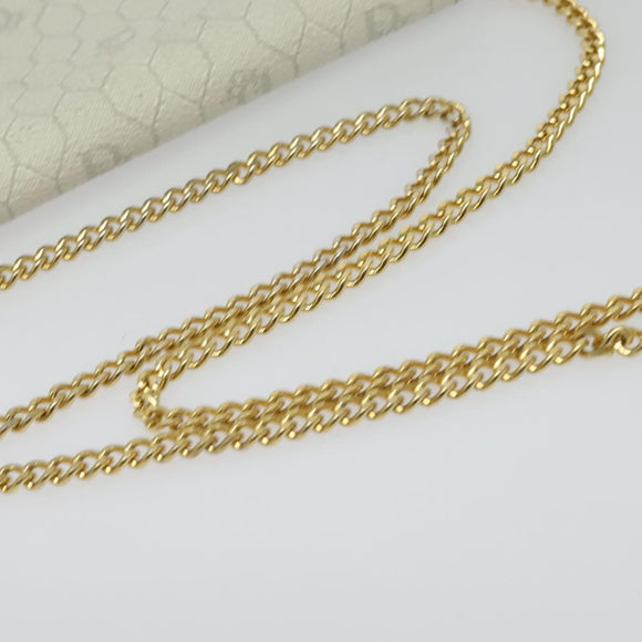 Christian Dior Honeycomb Canvas Chain Shoulder Bag PVC White Gold Auth BA5438