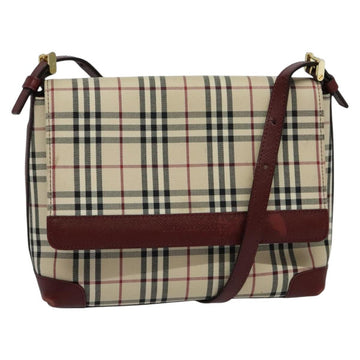 BURBERRY Nova Check Shoulder Bag Canvas Beige Gold Auth BA5440