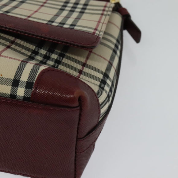 BURBERRY Nova Check Shoulder Bag Canvas Beige Gold Auth BA5440