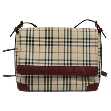 BURBERRY Nova Check Shoulder Bag Canvas Beige Gold Auth BA5440 - 0