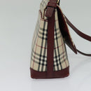 BURBERRY Nova Check Shoulder Bag Canvas Beige Gold Auth BA5440-4