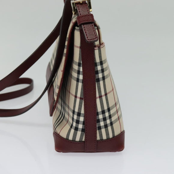 BURBERRY Nova Check Shoulder Bag Canvas Beige Gold Auth BA5440