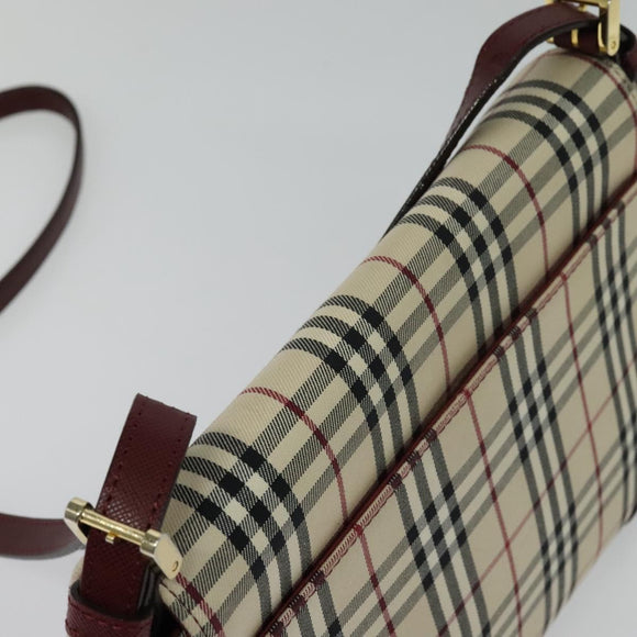 BURBERRY Nova Check Shoulder Bag Canvas Beige Gold Auth BA5440