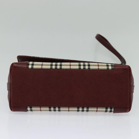 BURBERRY Nova Check Shoulder Bag Canvas Beige Gold Auth BA5440