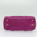 Salvatore Ferragamo Gancini Hand Bag Leather 2way Purple Gold Auth BA5444-5