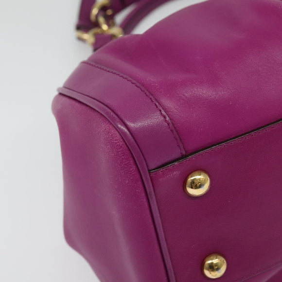 Salvatore Ferragamo Gancini Hand Bag Leather 2way Purple Gold Auth BA5444