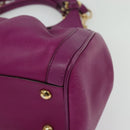 Salvatore Ferragamo Gancini Hand Bag Leather 2way Purple Gold Auth BA5444-15
