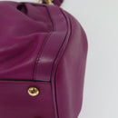 Salvatore Ferragamo Gancini Hand Bag Leather 2way Purple Gold Auth BA5444-17