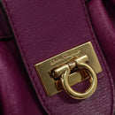 Salvatore Ferragamo Gancini Hand Bag Leather 2way Purple Gold Auth BA5444-18