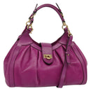 Salvatore Ferragamo Gancini Hand Bag Leather 2way Purple Gold Auth BA5444-1