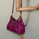 Salvatore Ferragamo Gancini Hand Bag Leather 2way Purple Gold Auth BA5444-23
