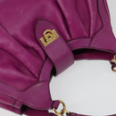 Salvatore Ferragamo Gancini Hand Bag Leather 2way Purple Gold Auth BA5444-6