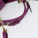 Salvatore Ferragamo Gancini Hand Bag Leather 2way Purple Gold Auth BA5444-7