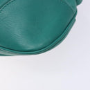 Salvatore Ferragamo Gancini Bag Leather Silver Emerald Green Auth BA5445-12