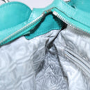 Salvatore Ferragamo Gancini Bag Leather Silver Emerald Green Auth BA5445-20