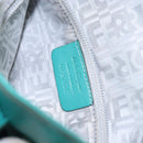 Salvatore Ferragamo Gancini Bag Leather Silver Emerald Green Auth BA5445-22