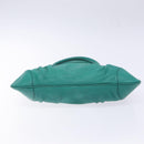 Salvatore Ferragamo Gancini Bag Leather Silver Emerald Green Auth BA5445-9