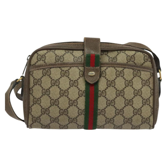 GUCCI GG Supreme Web Sherry Line Bag PVC Beige Red Green 89 02 055 Auth BA5454