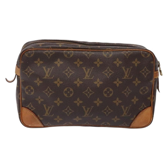 LOUIS VUITTON Monogram Compiegne 28 Clutch Bag M51845 LV Auth BA5459
