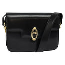 CELINE Horse Carriage Shoulder Bag Leather Black Gold Auth BA5462-1