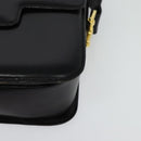 CELINE Horse Carriage Shoulder Bag Leather Black Gold Auth BA5462-11