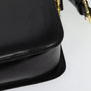 CELINE Horse Carriage Shoulder Bag Leather Black Gold Auth BA5462-13
