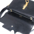 CELINE Horse Carriage Shoulder Bag Leather Black Gold Auth BA5462-15