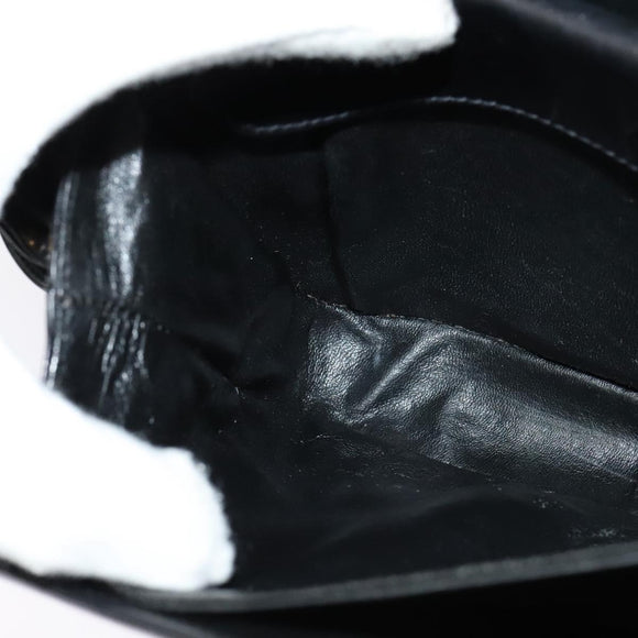 CELINE Horse Carriage Shoulder Bag Leather Black Gold Auth BA5462