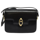 CELINE Horse Carriage Shoulder Bag Leather Black Gold Auth BA5462-2