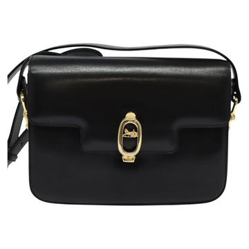 CELINE Horse Carriage Shoulder Bag Leather Black Gold Auth BA5462 - 0
