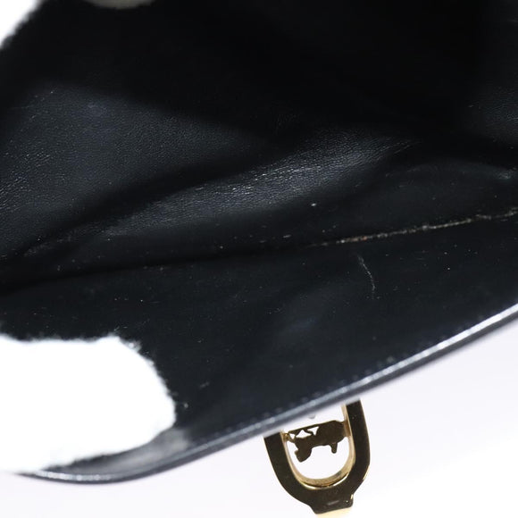 CELINE Horse Carriage Shoulder Bag Leather Black Gold Auth BA5462