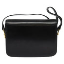 CELINE Horse Carriage Shoulder Bag Leather Black Gold Auth BA5462-3