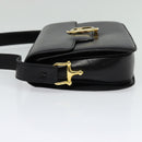 CELINE Horse Carriage Shoulder Bag Leather Black Gold Auth BA5462-4