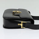 CELINE Horse Carriage Shoulder Bag Leather Black Gold Auth BA5462-5