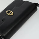 CELINE Horse Carriage Shoulder Bag Leather Black Gold Auth BA5462-6