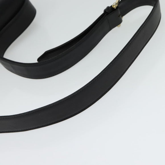 CELINE Horse Carriage Shoulder Bag Leather Black Gold Auth BA5462