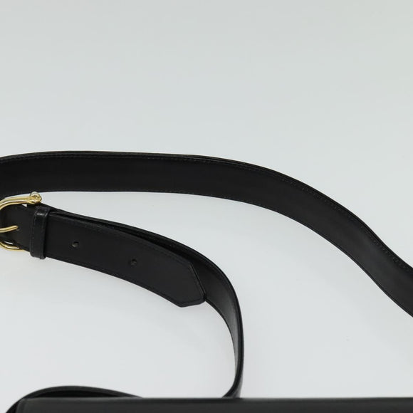 CELINE Horse Carriage Shoulder Bag Leather Black Gold Auth BA5462