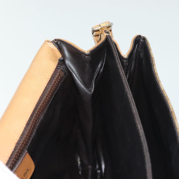 CELINE Macadam Canvas Shoulder Bag PVC Beige Gold Auth BA5468