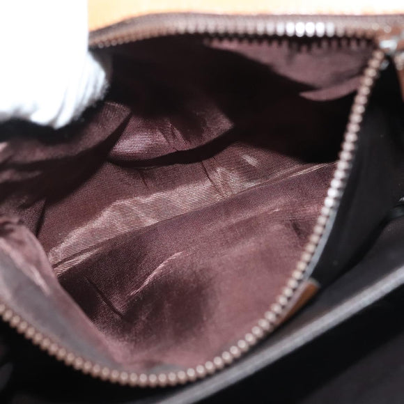 CELINE Macadam Canvas Shoulder Bag PVC Beige Gold Auth BA5468