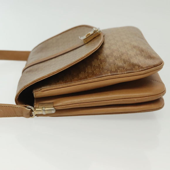 CELINE Macadam Canvas Shoulder Bag PVC Beige Gold Auth BA5468