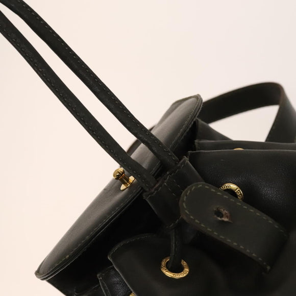 GUCCI Bamboo Backpack Leather Outlet Khaki Gold 003 3444 0030 Auth BA5469