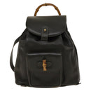 GUCCI Bamboo Backpack Leather Outlet Khaki Gold 003 3444 0030 Auth BA5469-13