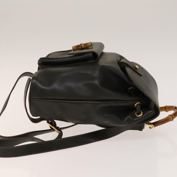 GUCCI Bamboo Backpack Leather Outlet Khaki Gold 003 3444 0030 Auth BA5469
